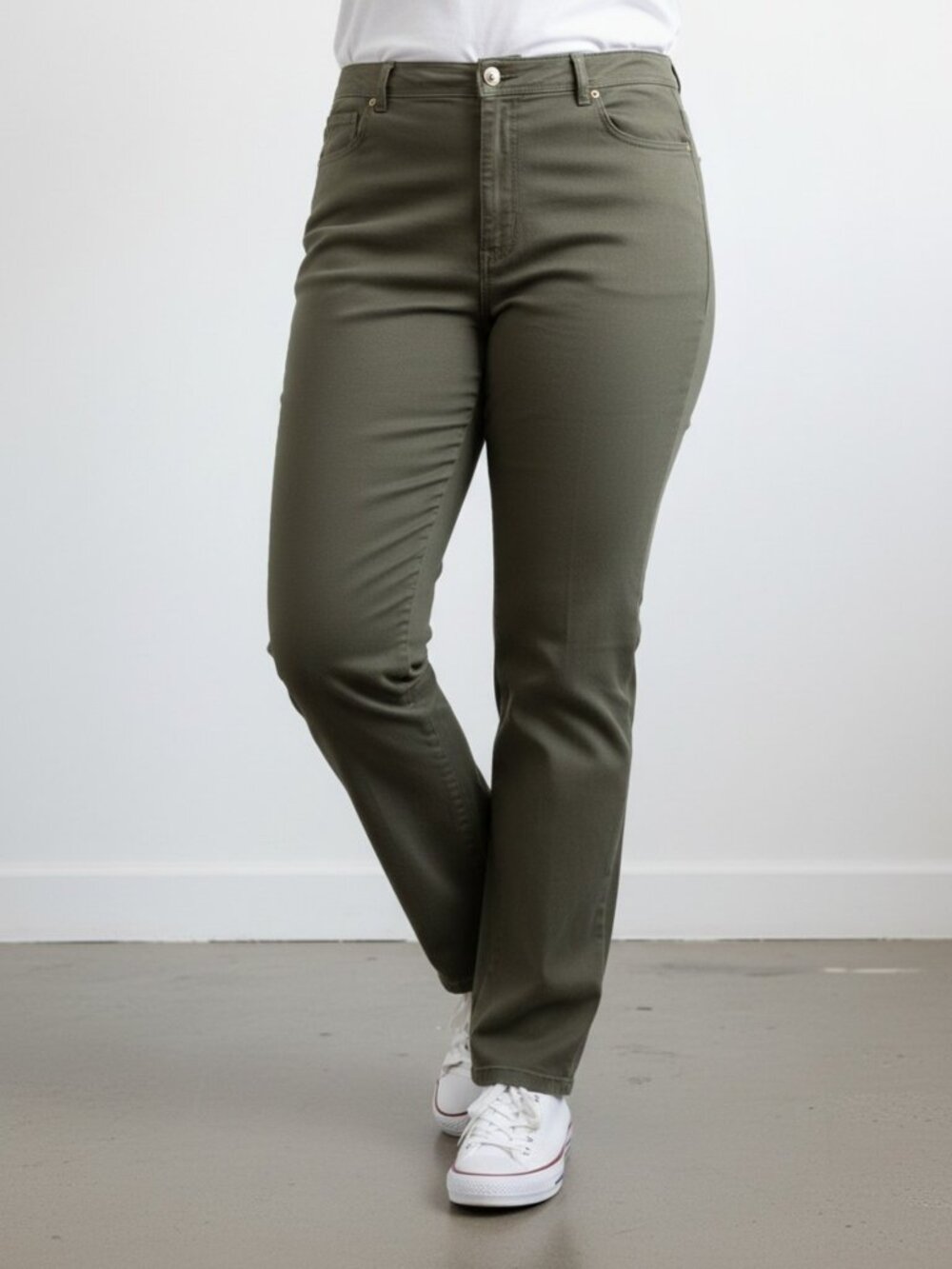Gloria Vanderbilt Amanda Olive Green Jeans Size 18 Long
